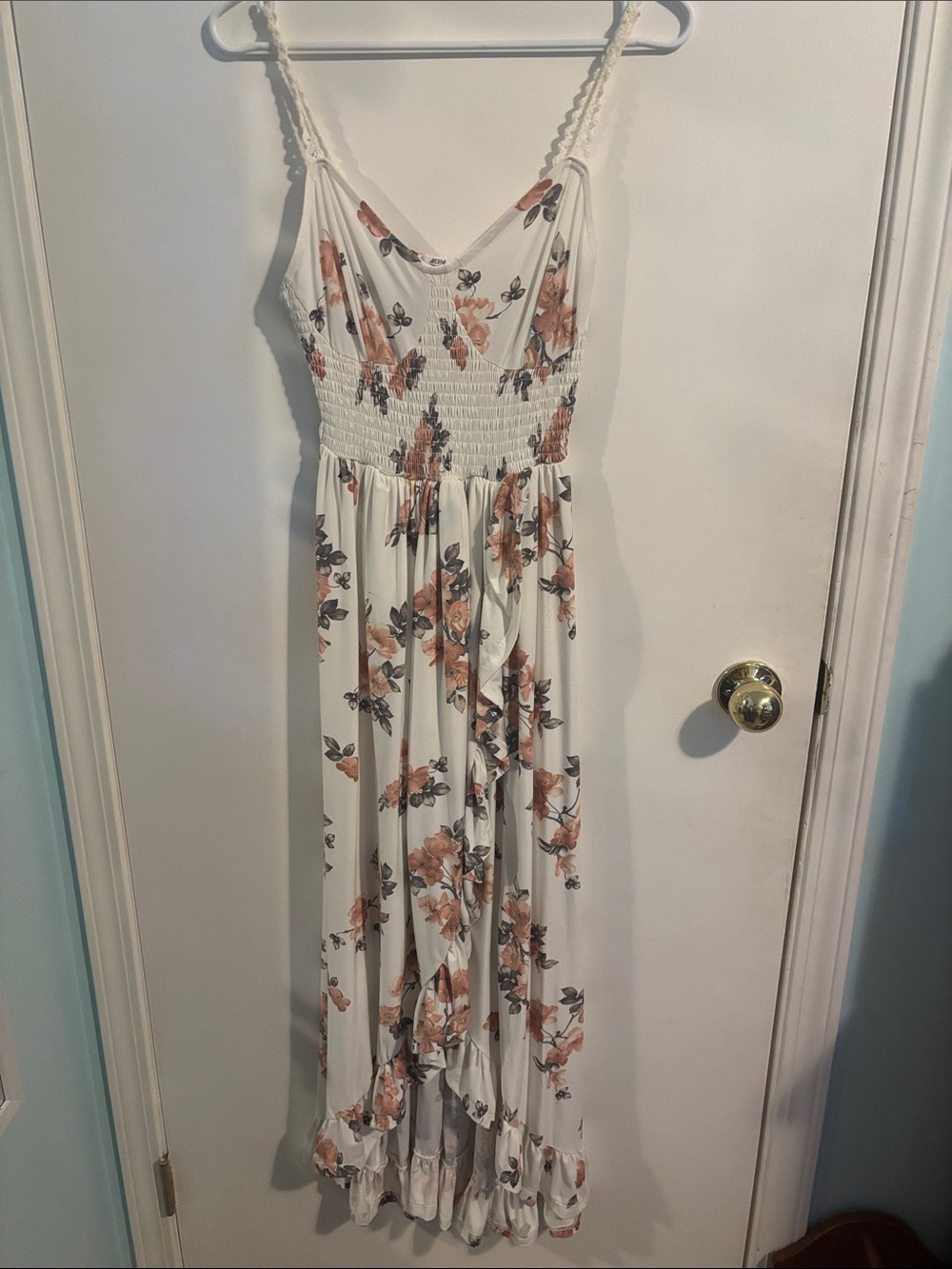 Ardene White Maxi Dress with Rust Floral Print